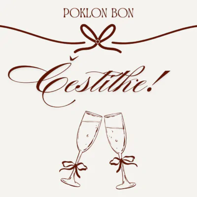 Bež Pozadina s natpisom Poklon Bon i Čestitke! s ikonom dv