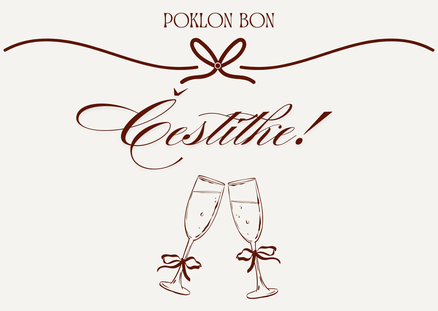 Bež Pozadina s natpisom Poklon Bon i Čestitke! s ikonom dv